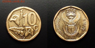 МОНЕТЫ МИРА 07-17 - ЮАР – 10 центов (2008) «Калла;  iNingizimu Afrika»