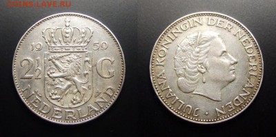 МОНЕТЫ МИРА 07-17 - Нидерланды – 2,5 гульдена (1959) (Ag)