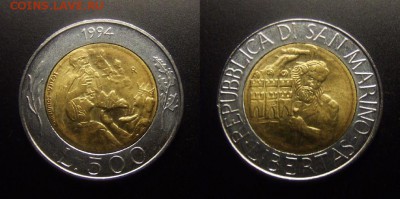 МОНЕТЫ МИРА 07-17 - Сан-Марино – 500 лир (1994) «Св. Марин – основатель Сан-Марино» (бм)