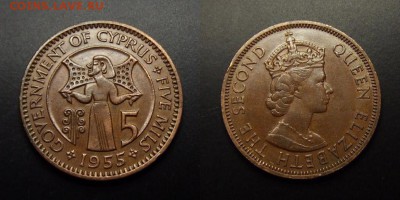 МОНЕТЫ МИРА 07-17 - Брит. Кипр – 5 милс (1955) «Киприот» №3