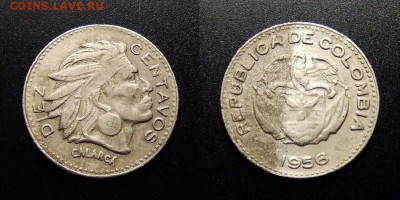 МОНЕТЫ МИРА 07-17 - Колумбия – 10 сентаво (1956) «Индеец»