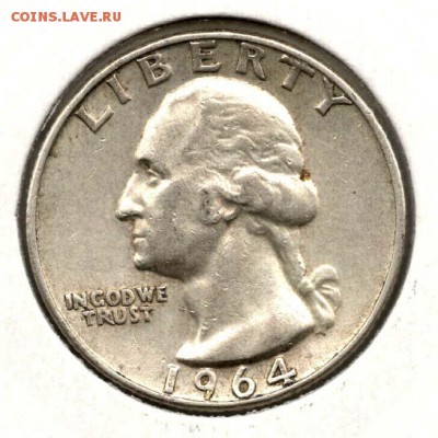 США. 25 центов 1964 D. С 200. До 07.08 - 04