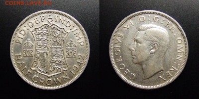 МОНЕТЫ МИРА 07-17 - Великобритания – 0,5 кроны (1942) «Георг VI» (Ag)