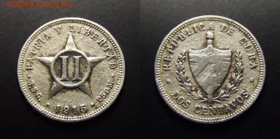 МОНЕТЫ МИРА 07-17 - Куба – 2 сентаво (1915) медь-ник.