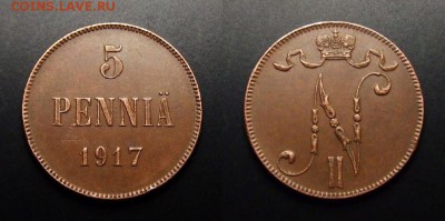 МОНЕТЫ МИРА 07-17 - Финляндия (Русская) – 5 пенни (1917) «Николай II» №1