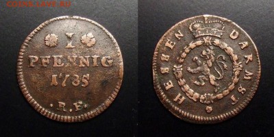 МОНЕТЫ МИРА 07-17 - Германия (Гессен-Дармштадт) – 1 пфенниг (1785)