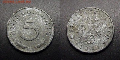 МОНЕТЫ МИРА 07-17 - Германия (3-й Рейх) – 5 рейхспфеннигов (1941 D) цинк