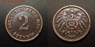 МОНЕТЫ МИРА 07-17 - Германия – 2 пфеннига (1910 D)