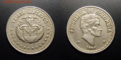 МОНЕТЫ МИРА 07-17 - Колумбия – 20 сентаво (1956) «Симон Боливар – президент Колумбии»