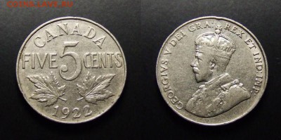 МОНЕТЫ МИРА 07-17 - Канада – 5 центов (1922) «Георг V» никель