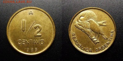 МОНЕТЫ МИРА 07-17 - Аргентина – 0,5 сентаво (1985) «Рыжий печник»