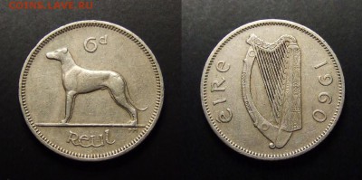 МОНЕТЫ МИРА 07-17 - Ирландия - 6 пенсов (1960) «Ирландский волкодав»