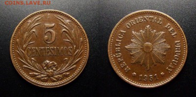 МОНЕТЫ МИРА 07-17 - Уругвай - 5 сентесимо (1951) №1