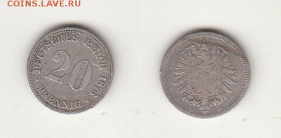 Германия 20 пфеннигов  1876г до 10.08 22-00 мск - 10