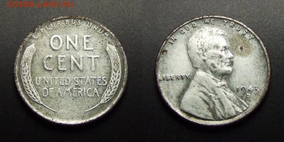 МОНЕТЫ МИРА 07-17 - США – 1 цент (1943 D) цинк покр. сталью (военный выпуск)