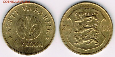 Эстония 1 крона 2008 "90 лет Эстонской республике" 14.08.17 - Estonia_KM#44_08082017