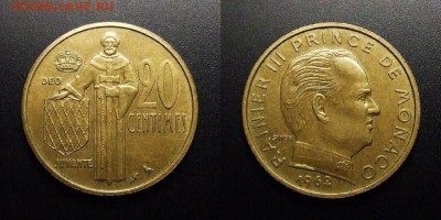 МОНЕТЫ МИРА 07-17 - Монако – 20 сантимов (1962)