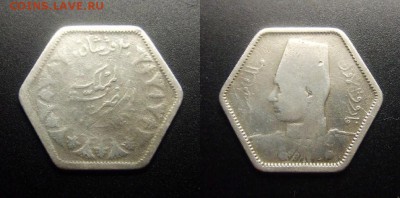 МОНЕТЫ МИРА 07-17 - Египет – 2 пиастра (1944) «Фарук I» (Ag)