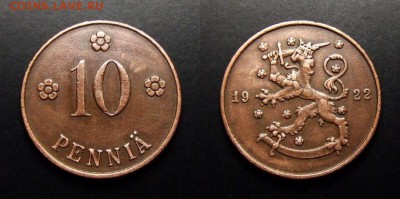МОНЕТЫ МИРА 07-17 - Финляндия – 10 пенни (1922) медь №1