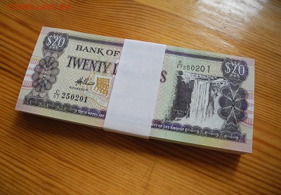 Гайяна 20 долларов 2009 год. UNC. пачка, 100 штук. - Гайяна 20