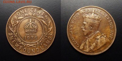 МОНЕТЫ МИРА 07-17 - Ньюфаундленд (Канада) – 1 цент (1936) «Георг V»