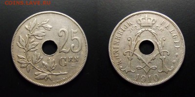 МОНЕТЫ МИРА 07-17 - Бельгия – 25 сантимов (1910)