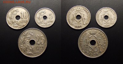 МОНЕТЫ МИРА 07-17 - Бельгия (набор №5;  5,10 и 25 сантимов)  (3 шт.)