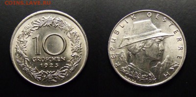 МОНЕТЫ МИРА 07-17 - Австрия – 10 грошей (1925) «Девушка в шляпе»
