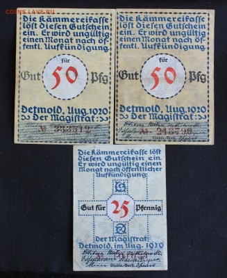С 1 РУБ. LIPPE-DETMOLD 25 и 50 пфеннигов 3 шт. до 15.8 в 22 - IMG_8146.JPG