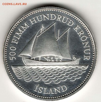 Исландия,500 крон 1986 (Корабль,Воительница).С 2500.До 11.08 - 37