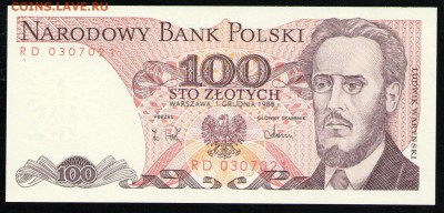 ПОЛЬША 100 ЗЛОТЫХ 1988 UNC - 9 001
