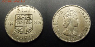 МОНЕТЫ МИРА 07-17 - Фиджи – 1 флорин (1965) «Герб; Елизавета II»