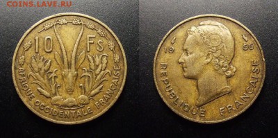 МОНЕТЫ МИРА 07-17 - Франц. Западная Африка –10 франков (1956) «Газель»