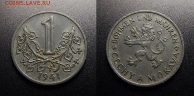 МОНЕТЫ МИРА 07-17 - Богемия и Моравия – 1 крона (1941) цинк