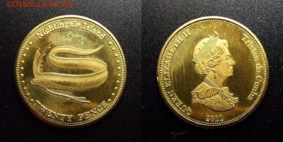 МОНЕТЫ МИРА 07-17 - Остров Найтингейл (Тристан-да-Кунья) – 20 пенсов (2011) «Рыба»