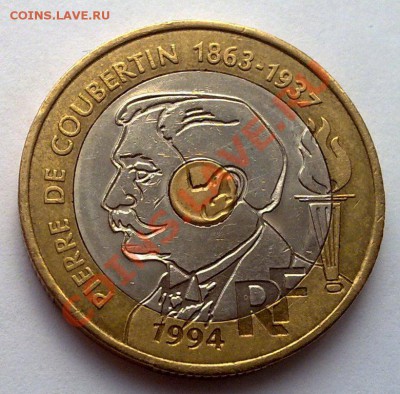 Франция 20фр 1994 100лет Олимп.играм(триметал) 21.00 03.03 - Франция 20фр 1994-2