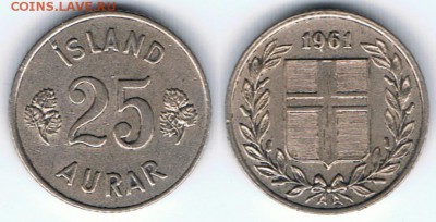 Исландия 25 эйре 1961 до 16.08.17 22:00 МСК - Iceland_KM#11_1961_10082017