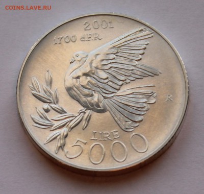 Сан Марино 5 000 лир 2001. СЕРЕБРО,835 -тираж - 25 000 - 4