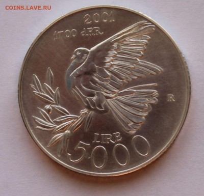 Сан Марино 5 000 лир 2001. СЕРЕБРО,835 -тираж - 25 000 - 3