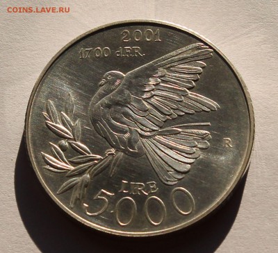 Сан Марино 5 000 лир 2001. СЕРЕБРО,835 -тираж - 25 000 - 2