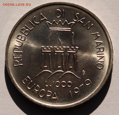 Сан Марино 1000 лир 1979. СЕРЕБРО,835. ТИРАЖ - 110 055 - 5