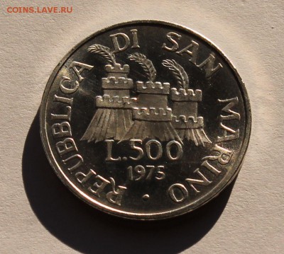 Сан-Марино 500 лир 1975, серебро, 835,  тираж - 152 505 - 6