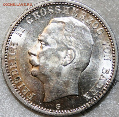 2 марки 1911 Вильгельм II UNC - baden_1913_2_marki_friedrich_ii_shtempel_rr