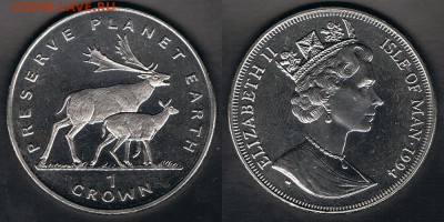 О-в Мэн 1 крона 1994 "Северный олень" до 18.08.17 22:00 - MAN_KM#387_12082017