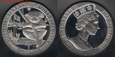 О-в Мэн 1 крона 1988 "Коала" до 18.08.17 22:00 - MAN_KM#223_12082017