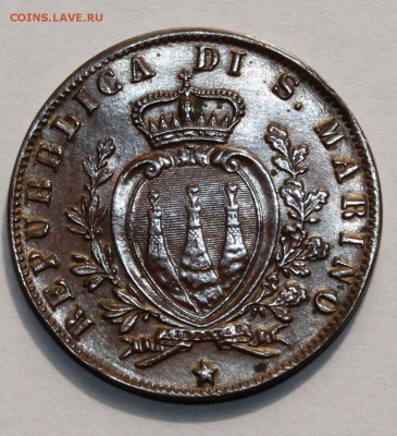 Сан Марино 5 чентезимо 1894, тираж - 600 000 - 13