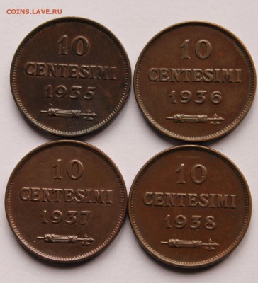 Сан Марино 10 чентезимо 1935,1936,1937,1938. - 9