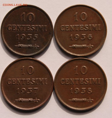 Сан Марино 10 чентезимо 1935,1936,1937,1938. - 7