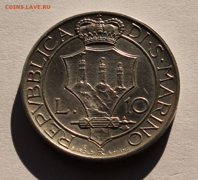 Сан Марино 10 лир 1937. СЕРЕБРО,835 - 10, тираж - 20 000. - 6