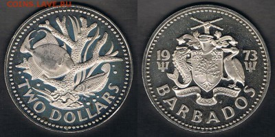 Барбадос 2 доллара 1973 "Оленерогий коралл" 20.08.17 в 22:00 - Barbados_KM#15_07082017